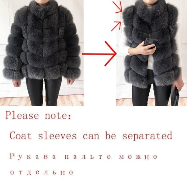 100 true fur coat Women s warm and stylish natural fox fur jacket vest Stand collar 10