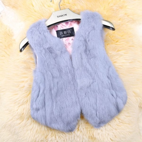 2019 Hot Sale Women Real Genuine Rabbit Fur Vest Fashion 100 Real Rabbit Fur Gilet Lady 8
