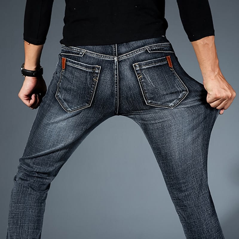 2019 New Mens Fashion Black Blue Jeans Men Casual Slim Stretch Jeans Classic Denim Pants Trousers