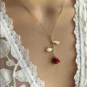 2019 Statement Alloy Rose Pendant Necklace 4 Color Women Jewelry Accessories Gold Chain Necklace for Women