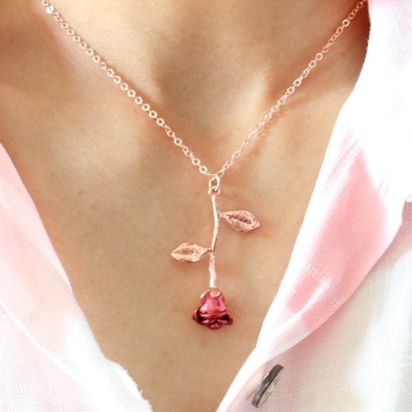 2019 Statement Alloy Rose Pendant Necklace 4 Color Women Jewelry Accessories Gold Chain Necklace for Women 5