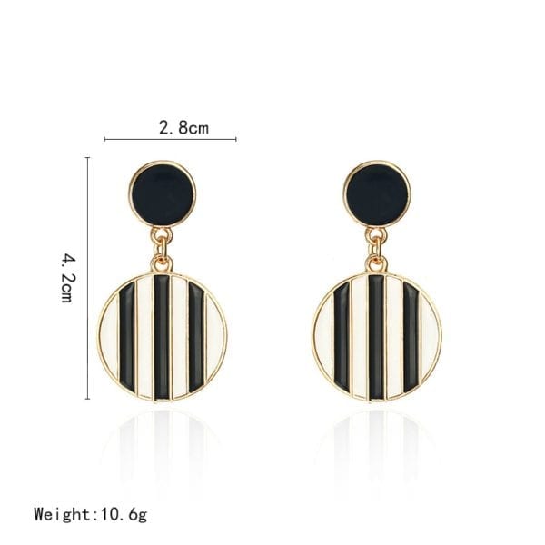 Exaggerated drop black and white earrings geometric circle earrings long round earrings bride accessories female 1