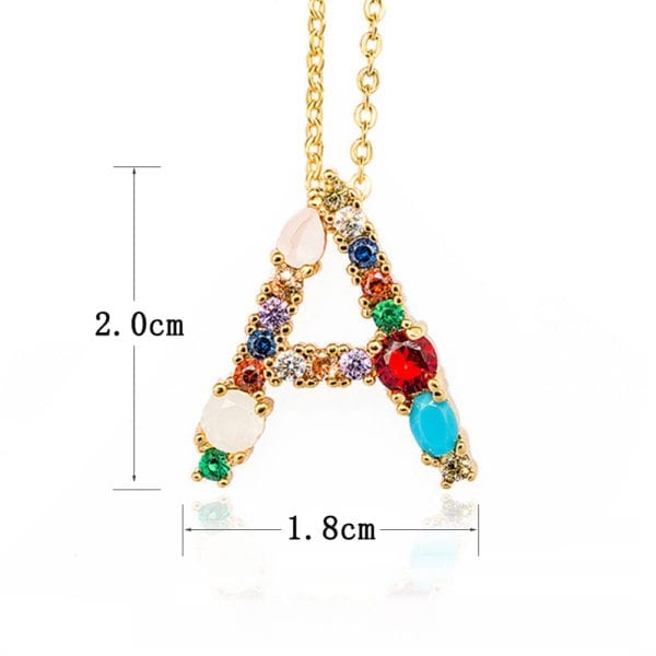 Gold Color Initial Multicolor CZ Necklace Personalized Letter Necklace Name Jewelry For Women Accessories Girlfriend Gift 1