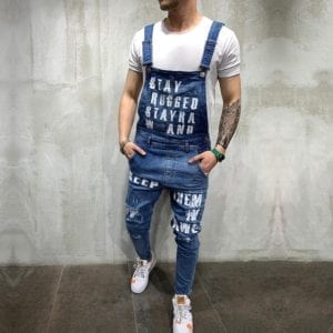 Hip hop Fashion Men s Ripped Jeans Jumpsuits Hi Street Distressed Denim Bib Overalls For Man
