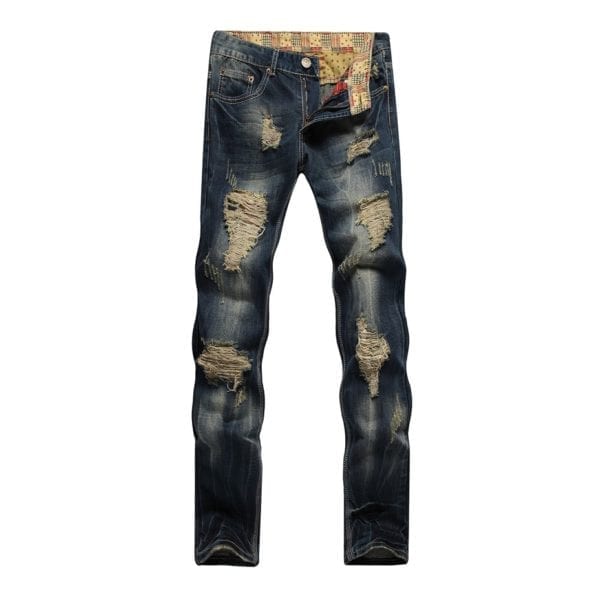 Hole Metrosexual Straight Destroyed Jeans Brand Slim Casual Ripped Jeans Homme Retro Men s Denim Trousers 3