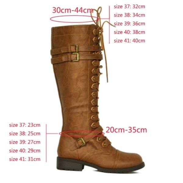 Knee High Women Boots Autumn woman shoes Winter Lace Up Vintage Flat Shoes Sexy Steampunk Leather 4