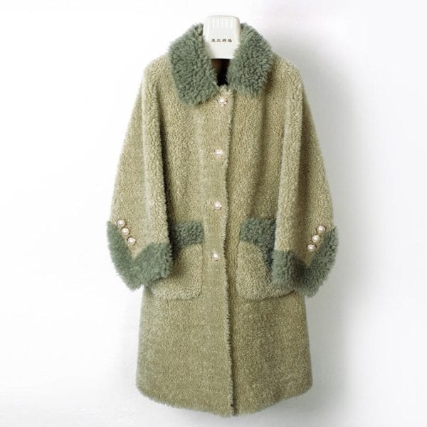 OFTBUY 2019 Casual Winter Jacket Women Real Fur Coat 100 Wool Content Woven Outerwear Teddy Polar 1