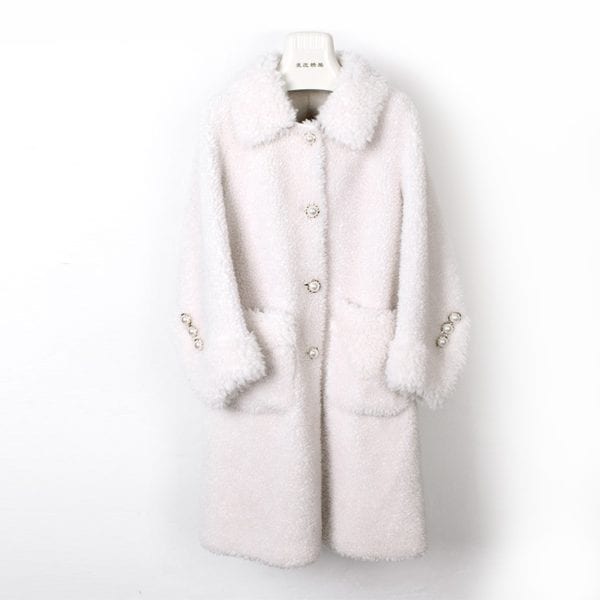 OFTBUY 2019 Casual Winter Jacket Women Real Fur Coat 100 Wool Content Woven Outerwear Teddy Polar 2