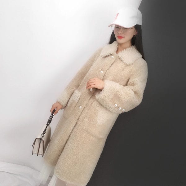 OFTBUY 2019 Casual Winter Jacket Women Real Fur Coat 100 Wool Content Woven Outerwear Teddy Polar 3