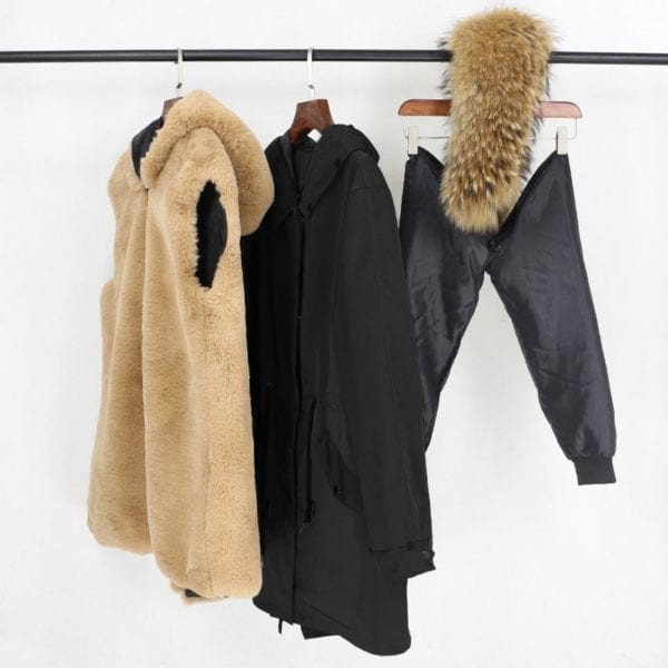 OFTBUY Waterproof Real Fur Coat X long Parka Winter Jacket Women Natural Fox Fur Collar Hood 11
