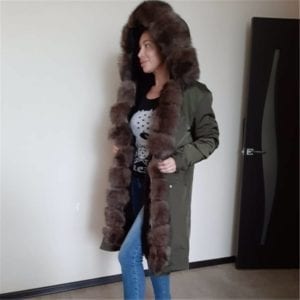 OFTBUY Waterproof Real Fur Coat X long Parka Winter Jacket Women Natural Fox Fur Collar Hood 6