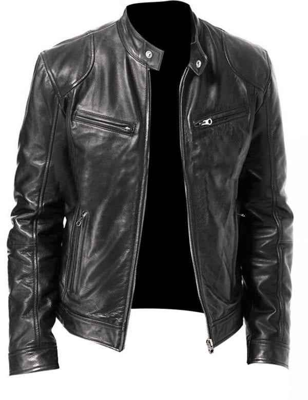 PU Leather Jacket Men Black Brown Winter Autumn Fashion Mens Street Style Stand Collar Motorcycle Bomber 2