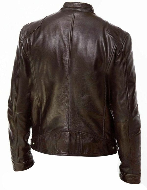 PU Leather Jacket Men Black Brown Winter Autumn Fashion Mens Street Style Stand Collar Motorcycle Bomber 4