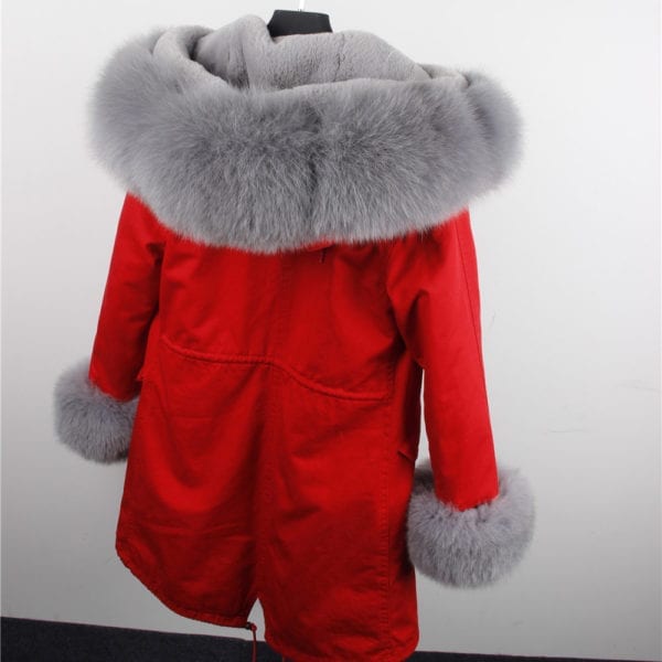 maomaokong 2018 natural real fox fur collar coat women winter jacket outwear parkas 5