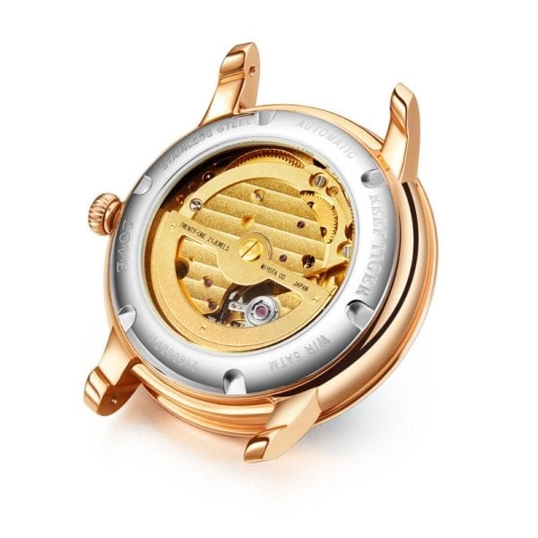 2019 Reef Tiger RT Blue Dial Watches for Women Diamonds Automatic Watch Leather Band Rose Gold 4