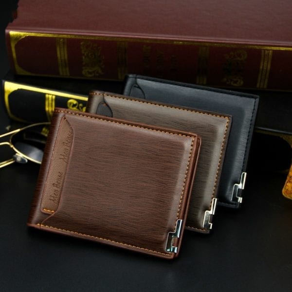 Men Wallet Leather Card Holder Fashion New Card Purse Fashion Multifunction for Credit Cards Male Iron 2