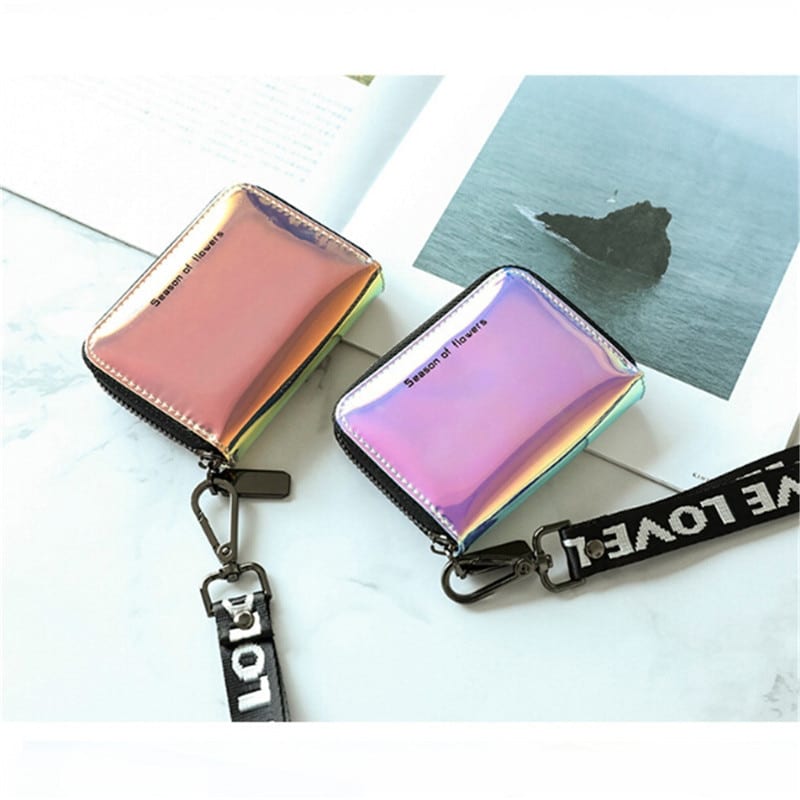 New Fashion Standard Zipper Wallets Designer Variable Color Card Holder Purse Women Short Wallet Clutch Laser