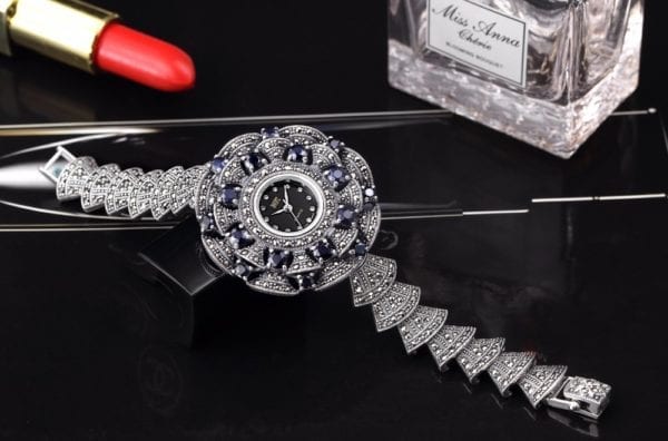 New Limited Edition Classic Elegant S925 Silver Pure Thai Silver Bracelet Watches Thailand Process Rhinestone Bangle 3