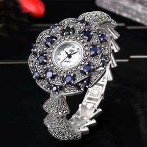 New Limited Edition Classic Elegant S925 Silver Pure Thai Silver Bracelet Watches Thailand Process Rhinestone Bangle