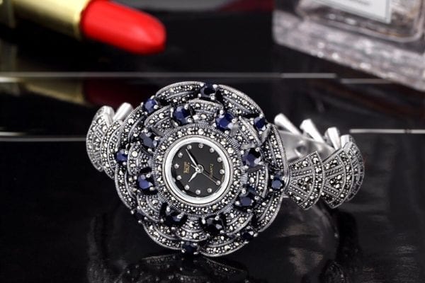 New Limited Edition Classic Elegant S925 Silver Pure Thai Silver Bracelet Watches Thailand Process Rhinestone Bangle 4
