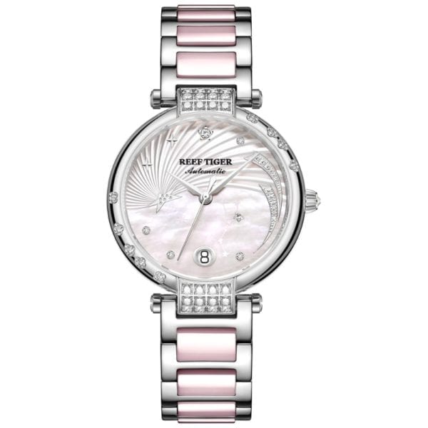 Reef Tiger RGA1592 Women Luxury Dress Sapphire Mirror Lady Business Automatic Meachanical Wrist Watches With Austria 3