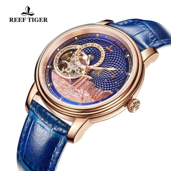 Reef Tiger RT Blue Tourbillon Automatic Watch Luxury Fashion Watch for Women Men Unisex Watches 2019 2