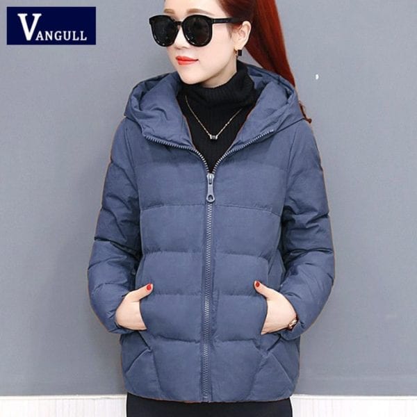 Vangull Winter Women Coat Parkas Solid Hooded Jacket 2019 Casual New Zipper Plus Size Loose Thick 2