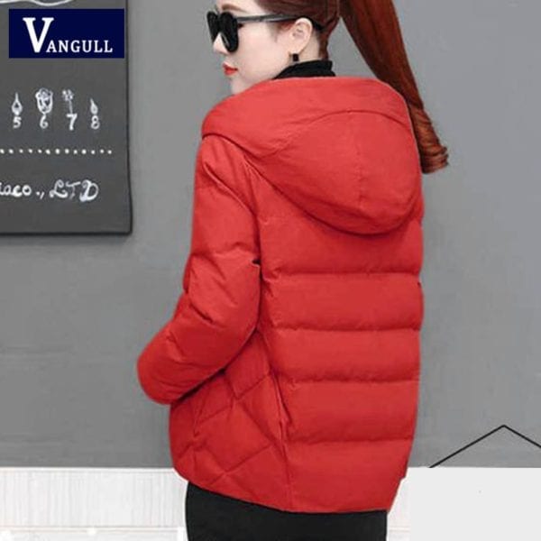 Vangull Winter Women Coat Parkas Solid Hooded Jacket 2019 Casual New Zipper Plus Size Loose Thick 3