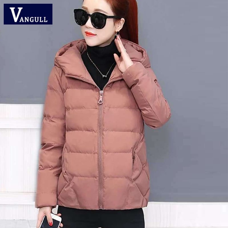 Vangull Winter Women Coat Parkas Solid Hooded Jacket 2019 Casual New Zipper Plus Size Loose Thick