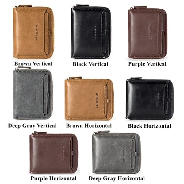 Vintage Men Wallet Small Purse Male Leather Wallets Coin Pocket Men Zipper Purses Card Holder Money 5