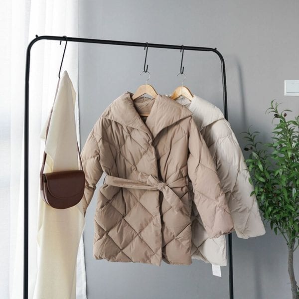 Winter Coat Women Double Breasted Puffer Jacket Korean Ladies Parkas Lace Up Cotton padded Clothes Warm 3