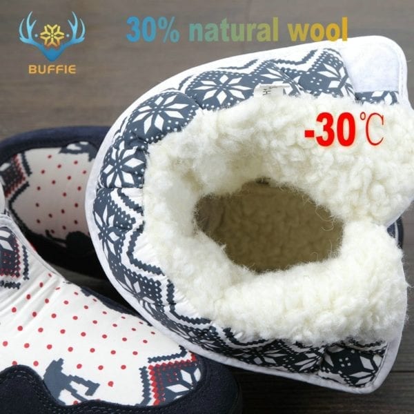 Women winter boots Lady warm shoes snow boot 30 natural wool insole cow suede toe plus 5