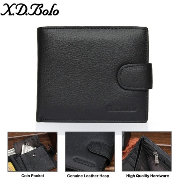X D BOLO Wallet Men Leather Genuine Cow Leather Man Wallets With Coin Pocket Man Purse 2