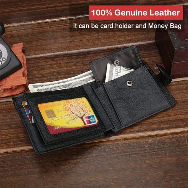 X D BOLO Wallet Men Leather Genuine Cow Leather Man Wallets With Coin Pocket Man Purse 5
