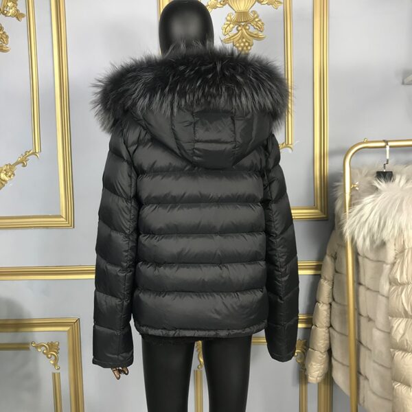 Coat Real Rabbit Fur Hooded Black Down Jacket Winter Women Classic Short Casual Outerwear Real Raccoon 1