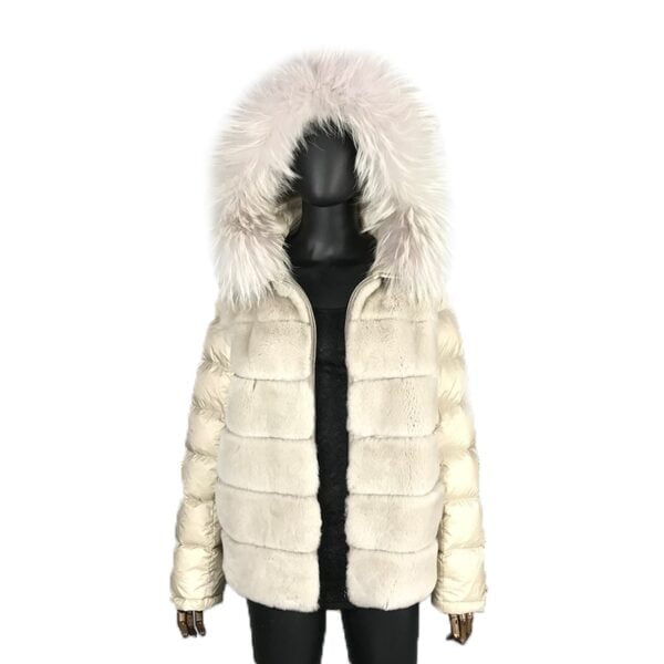 Coat Real Rabbit Fur Hooded Black Down Jacket Winter Women Classic Short Casual Outerwear Real Raccoon 5