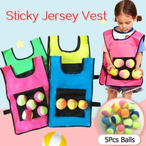 Kids Outdoor Sport Game Props Vest Sticky Jersey Vest Game Vest Waistcoat With Sticky Ball Throwing