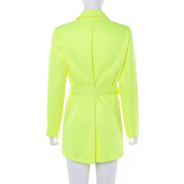 2019 Autumn Fashion Suits Notched Neck Blazer Wear To Work Jacket Lime Neon Colour Coat irregular 3