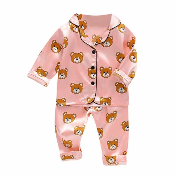2021 Toddler Baby Boys Sleepwear Infant Clothing Long Sleeve Cartoon Bear Tops Pants Pajamas Sleepwear Casual 1