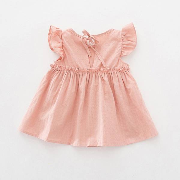 2021New Baby Girl Dresses A line Dress Toddler Kids Baby Girls Ruffle Solid Linen Elegant Princess 8