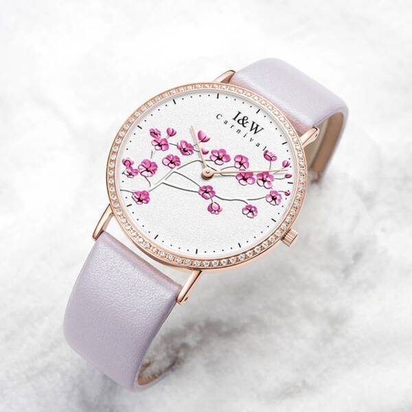 Carnival Brand Women Watches Ladies Fashion Unique Luxury Ultra Thin Sapphire Casual Leather Quartz Wristwatch Reloj 3