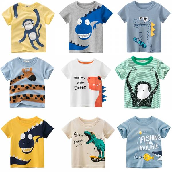 Children s Summer T Shirts Toddler Boys Cartoon Dinosaur Print Tops Graphic Clothes 1