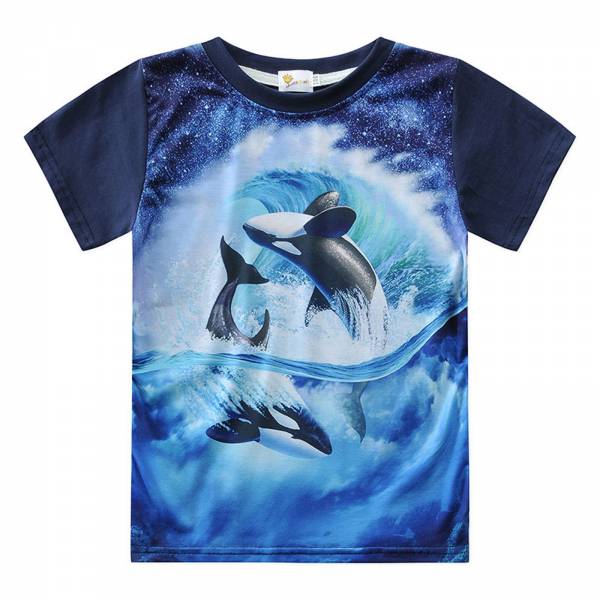 Fashion Cotton Soft Baby Boys Tops Cartoon Dolphin Printing Animal T shirts Toddler Kids O neck 1