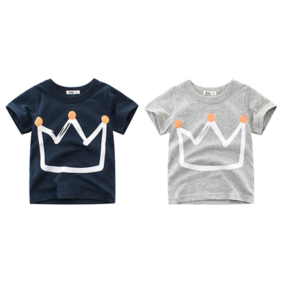 Pudcoco Fast Shipping Summer Kid Boys Fashion Crown Printed Pullover Short Sleeves Children Cartoon T shirt