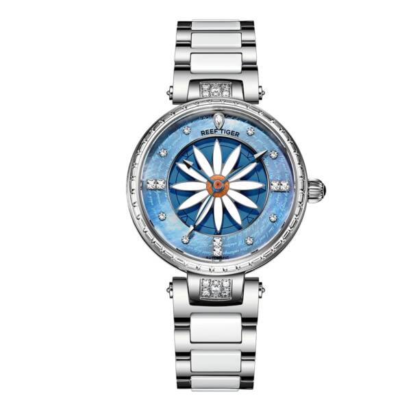 Reef Tiger RT Fashion Lily Women Watch Diamonds Bezel Full Stainless Steel Watch Relogio Feminino RGA1599 5