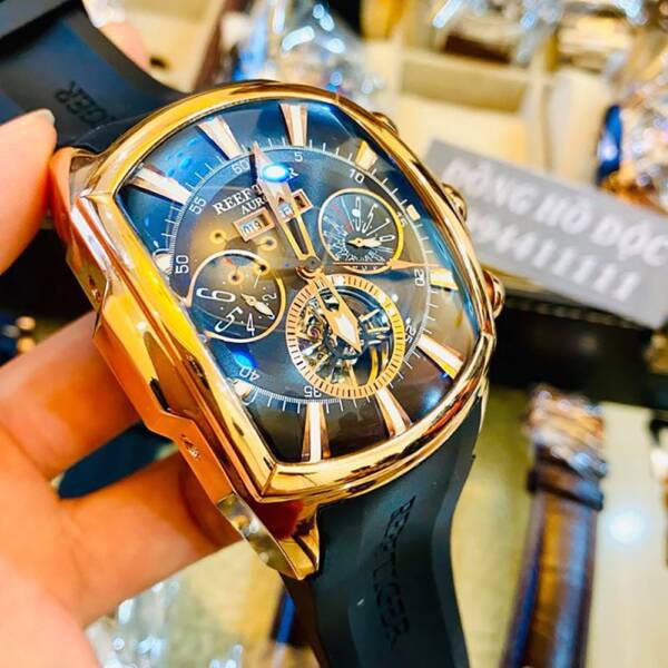 Reef Tiger RT Top Brand Luxury Big Watch for Men Blue Dial Mechanical Tourbillon Sport Watches 2