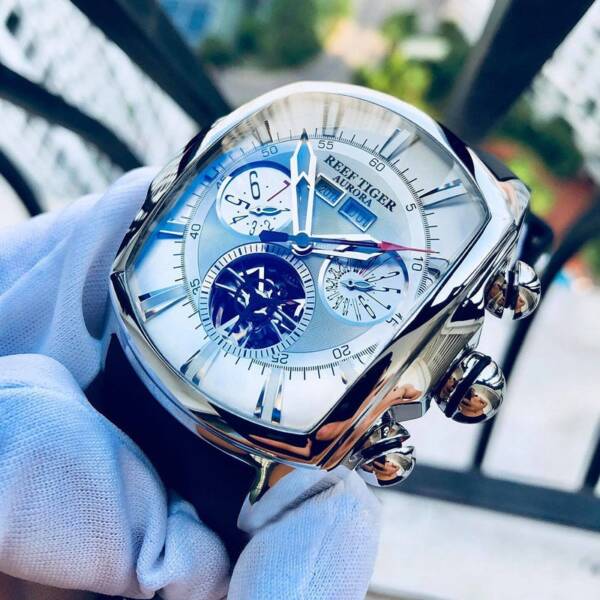 Reef Tiger RT Top Brand Luxury Big Watch for Men Blue Dial Mechanical Tourbillon Sport Watches 3