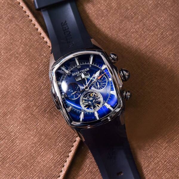 Reef Tiger RT Top Brand Luxury Big Watch for Men Blue Dial Mechanical Tourbillon Sport Watches 4