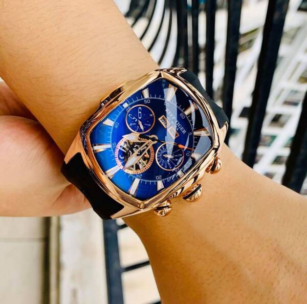 Reef Tiger RT Top Brand Luxury Big Watch for Men Blue Dial Mechanical Tourbillon Sport Watches 5