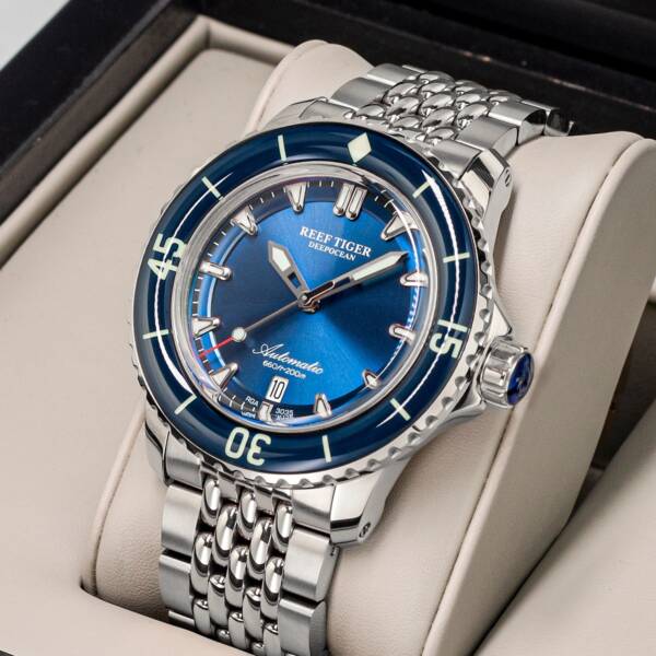 Reef Tiger RT Top Brand Men Mechanical Steel Dive Watches Sapphire Crystal Bracelet Watches Luminous Watch 1
